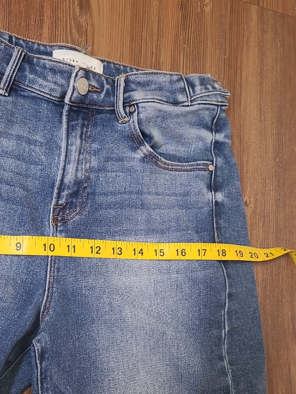 RISEN Straight Leg High-Rise Jeans in Distressed Blue61%cotton used good.9/29. - Picture 6 of 15